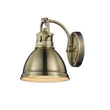  3602-BA1 AB-AB - Duncan 1 Light Bath Vanity in Aged Brass with an Aged Brass Shade